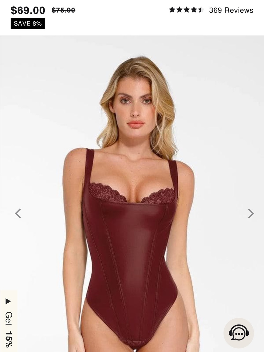 Lace-Trim Sculpting Bodysuit in Burgundy